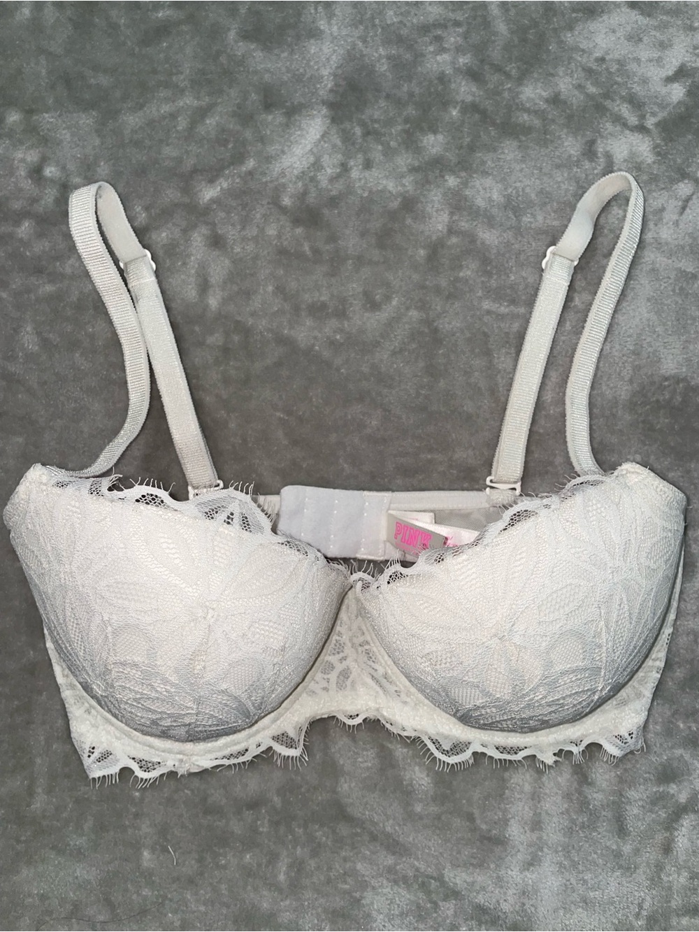 PINK Victoria's Secret White Lace Date Push-Up Bra - Women's Intimates Size 34DD